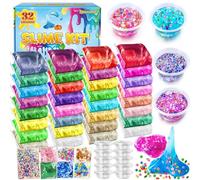 YOPINSAND Paquete de 32 kits de slime para niñas, kit de fabricación de slime transparente, slime prefabricado con complementos, bolas de espuma, purpurina, regalos de fiesta, juguetes de regalo para