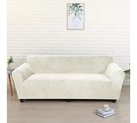 YOPOIY 1 2 3 4 Plazas Gruesa Fundas para Sofá, Elástica Funda Cubre Sofá Terciopelo Felpa Cubre Sofa con Correas Antideslizantes Lavable-Blanco-2 Asientos 145-180cm