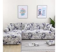 YOPOIY 2 Piezas Fundas en Forma de L Tejido Poliéster Muy Elástico Funda de sofá en Forma de L Impreso con Estilo Fundas para Sofás Chaise Longue para Sala de Estar -15-2 plazas+3 plazas