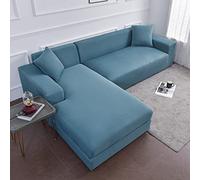 YOPOIY 2 Piezas Tramo Funda para Sofá Rinconera, Impermeable Funda para Sofá en Forma de L, Antideslizante Funda Sofa para Sofá Seccional-Azul Claro-3 Plazas + 3 Plazas