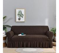 YOPOIY Elástica Funda de Sofá, Duradera Muebles de Lujo Funda Sofa Jacquard Funda para Sofá Estar Protector para Sofá con Volantes Skirt-Café exprés-2 plazas (145-185 cm)