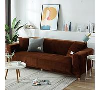 YOPOIY Elastico Terciopelo Funda Sofa, Antideslizante Antipolvo Fundas de Sofa Modernas Cálido Felpa Cubierta de Muebles para Silla Sofá de Dos Plazas Sofá-Marron Oscuro-3 plazas (190-230 cm)