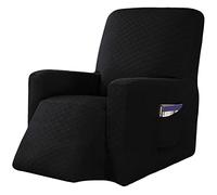 YOPOIY Estiramiento Alto Fundas Sillon Relax Chico Perezoso Grueso Protector para Sillón Reclinable con Bolsillos Laterales Spandex Jacquard Ajustado Funda para sillón reclinable -Negro-