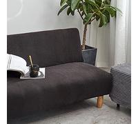 YOPOIY Funda de futón sin Brazos Funda Protectora elástica para sofá Cama característica Rica Textura Tela de poliéster Alto Funda para futón Lavable a máquina -negro-160-185cm