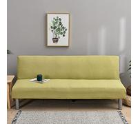 YOPOIY Funda de sofá Cama de Tela Impermeable Funda de futón Plegable elástica de Color sólido Funda de sofá sin Brazos de Jacquard extraíble a Prueba de Polvo -Amarillo verde-160-190cm