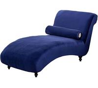 YOPOIY Funda de terciopelo para diván de interior con funda de almohada, funda elástica sin brazos, suave, extraíble, lavable, protector de silla (azul marino, talla única)