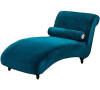 YOPOIY Funda de terciopelo para diván sin brazos, funda suave elástica para interiores para sala de estar (azul, talla única)