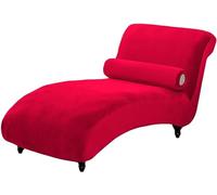 YOPOIY Funda de terciopelo para diván sin brazos, funda suave elástica para interiores para sala de estar (rojo, talla única)