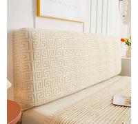 YOPOIY Funda elástica para cabecero de cama, funda de cabecera de cama jacquard, protector extraíble a prueba de polvo, lavable para decoración de dormitorio (beige, 110-130 cm)