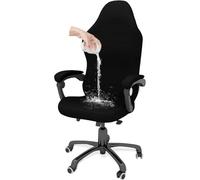 YOPOIY Funda elástica para silla de videojuegos a prueba de arañazos de gatos, funda impermeable para silla de juego a cuadros con fundas para reposabrazos (negro, talla única)
