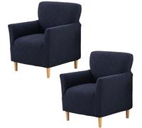 YOPOIY Funda elástica para sillón de banquete, moderna funda de sofá individual, funda de silla con reposabrazos para sala de estar (azul marino, 2 piezas)