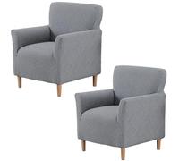 YOPOIY Funda elástica para sillón de banquete, moderna funda de sofá individual, funda de silla con reposabrazos para sala de estar (gris claro, 2 piezas)