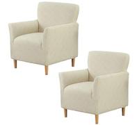 YOPOIY Funda elástica para sillón de banquete, moderna funda de sofá individual, funda de silla con reposabrazos para sala de estar (beige, 2 piezas)