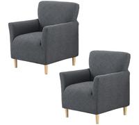 YOPOIY Funda elástica para sillón de banquete, moderna funda de sofá individual, funda de silla con reposabrazos para sala de estar (gris oscuro, 2 piezas)