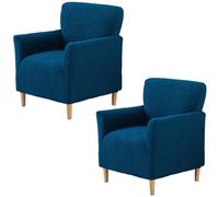 YOPOIY Funda elástica para sillón de banquete, moderna funda de sofá individual, funda de silla de acento de lectura con brazos, funda protectora para sala de estar (azul, 2 piezas)