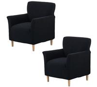YOPOIY Funda elástica para sillón de banquete, moderna funda de sofá individual, funda de silla de lectura con brazos, funda protectora para sofá para sala de estar (negro, 2 piezas)