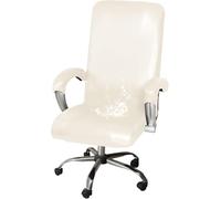 YOPOIY - Funda impermeable para silla de oficina de piel sintética con cierre elástica extraíble para silla de computadora (beige, XL)