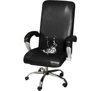 YOPOIY - Funda impermeable para silla de oficina de piel sintética con cierre elástica extraíble para silla de computadora (negro, grande)
