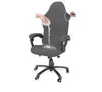 YOPOIY Funda impermeable para silla de videojuegos, funda de silla de juego con fundas para reposabrazos, funda lavable para silla giratoria (gris oscuro, talla única)