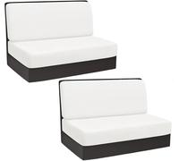YOPOIY Fundas de cojín de terciopelo para caravana, asientos de cabina de comedor, a prueba de arañazos, fundas de cojín elásticas lavables para sofá biplaza, protector de muebles (blanco, juego de 2)