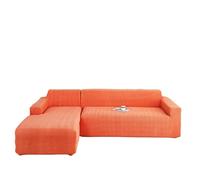 YOPOIY Fundas de sofá en forma de L de 2 piezas, fundas de sofá modular para sofá en forma de L, antideslizante, lavable, protector para perros (naranja, 4 + 4 asientos)