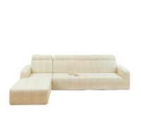 YOPOIY Fundas de sofá modular de 2 piezas, fundas de sofá en forma de L para perros, lavable, protector de muebles con parte inferior elástica para sala de estar (beige, diván derecho + 2 asientos)