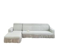 YOPOIY Fundas de sofá para sofá modular, fundas de sofá antideslizantes de 2 piezas con faldón, funda lavable en forma de L para perros (gris claro, diván derecho + 2 asientos)