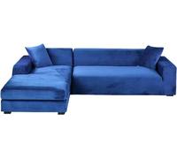 YOPOIY Fundas De Sofá Seccionales De Terciopelo De 2 Piezas, Fundas De Sofá Lavables En Forma De L con Funda De Diván Lateral Protector De Muebles Suave (Azul Marino,3 + 3 Plazas)