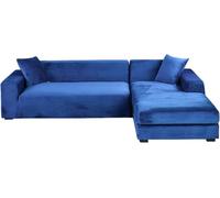 YOPOIY Fundas de terciopelo para sofá modular, fundas de sofá en forma de L con funda para chaise lounge, funda de sofá lavable para protector de sofá modular (azul B, diván izquierdo + 4 asientos)