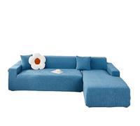 YOPOIY Fundas elásticas para sofá en forma de L, 2 piezas, fundas de sofá para sofá modular con funda para diván, protector antideslizante de muebles para perros (azul, diván izquierdo + 4 asientos)