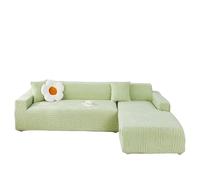 YOPOIY Fundas elásticas para sofá en forma de L, 2 piezas, fundas de sofá para sofá modular con funda para diván, protector antideslizante de muebles para perros (verde, diván izquierdo + 4 asientos)