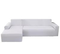 YOPOIY Fundas elásticas para sofá en forma de L, fundas de poliéster para sofá modular con funda para sofá modular en forma de L, protector de muebles (blanco, diván derecho + 2 asientos)