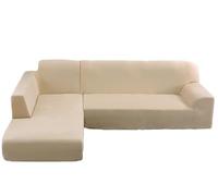 YOPOIY Fundas elásticas para sofá en forma de L, fundas de poliéster para sofá modular con funda para sofá modular en forma de L, protector de muebles (beige, diván derecho + 4 asientos)