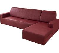 YOPOIY Fundas impermeables para sofá modular, de piel sintética, elásticas, en forma de L, 2 piezas, protector de muebles con parte inferior elástica (borgoña, diván izquierdo + 2 asientos)