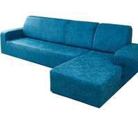YOPOIY Fundas impermeables para sofá modular, de piel sintética, elásticas, en forma de L, 2 piezas, protector de muebles con parte inferior elástica (azul aguamarina, diván izquierdo + 2 asientos)
