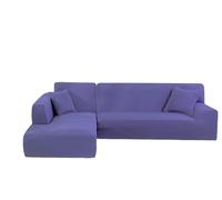 YOPOIY Fundas para sofá modular de 2 piezas, fundas de sofá en forma de L, de elastano, lavables, con parte inferior elástica para perros (morado, 4 + 2 asientos)