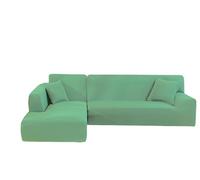 YOPOIY Fundas para sofá modular de 2 piezas, fundas de sofá en forma de L, fundas de elastano lavables con parte inferior elástica para perros (verde, 3+2 asientos)