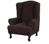 YOPOIY Impermeable Funda Sillon Orejero 1 Pieza Súper Estiramiento Súper Suave Elegante Funda de Sillón Resistencia al Deslizamiento Lavable a máquina. -café Profundo-
