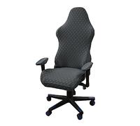 YOPOIY Jacquard Funda para Silla De Juego con Fundas para Reposabrazos., Estirar Cubre Sillas Gaming Suave Extraíble Giratorio Silla Cubierta para Silla Gamer Reclinable -Gris Oscuro-One Size