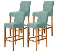 YOPOIY Jacquard Fundas para Taburetes De Bar Estirar Fundas para Sillas Extraíble Lavable Funda para Silla De Bar Funda De Cojín para Taburete A Prueba De Polvo para Comedor Cafetería-Verde-4 Piezas