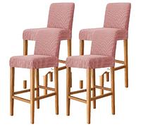 YOPOIY Jacquard Fundas para Taburetes De Bar Estirar Fundas para Sillas Extraíble Lavable Funda para Silla De Bar Funda De Cojín para Taburete A Prueba De Polvo para Comedor Cafetería-Rosa-4 Piezas