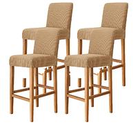 YOPOIY Jacquard Fundas para Taburetes De Bar Estirar Fundas para Sillas Extraíble Lavable Funda para Silla De Bar Funda De Cojín para Taburete A Prueba De Polvo para Comedor Cafetería-café-4 Piezas