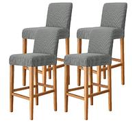 YOPOIY Jacquard Fundas para Taburetes De Bar Estirar Fundas para Sillas Extraíble Lavable Funda para Silla De Bar Funda De Cojín para Taburete A Prueba De Polvo para Comedor Cafetería-Gris-4 Piezas