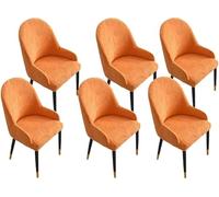 YOPOIY Juego de 2 fundas elásticas para sillas de comedor con respaldo curvado, fundas lavables para sillas de comedor, fundas extraíbles para comedor (naranja, 6 piezas)