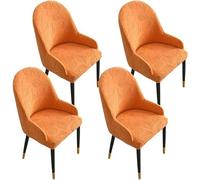 YOPOIY Juego de 2 fundas elásticas para sillas de comedor con respaldo curvado, fundas lavables para sillas de comedor, fundas extraíbles para comedor (naranja, 4 piezas)