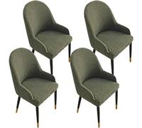 YOPOIY Juego de 2 fundas elásticas para sillas de comedor con respaldo curvado, fundas lavables para sillas de comedor, fundas extraíbles para comedor (verde, 4 piezas)