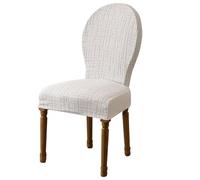 YOPOIY Juego de 6/4/2 fundas para sillas de comedor con respaldo redondo, fundas suaves para sillas de comedor francés, fundas vintage lavables para decoración del hogar y banquetes (blanco, 6 piezas)