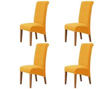 YOPOIY Juego de 6 fundas de terciopelo XL para sillas de comedor, 4 y 2, fundas de respaldo alto de gran tamaño, súper suaves, elásticas, lavables, para comedor, banquete (color dorado, paquete de 4)