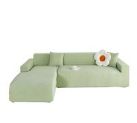 YOPOIY Súper Estiramiento Funda Sofa En Forma De L para 5 6 Plazas, 2 Piezas Universales. Fundas para Sofa Chaise Longue Salón Jacquard Fundas Sofas Cheslonge Ajustables Protector-Verde-3+3 plazas
