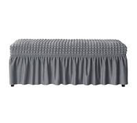 YOPOIY Tapizado Elástico Funda Elástica para Banco, Seersucker Cubierta De Punto para Banco De Comedor con Falda Cubiertas para Bancos De Comedor Suave Cubierta-Gris Oscuro-One Size